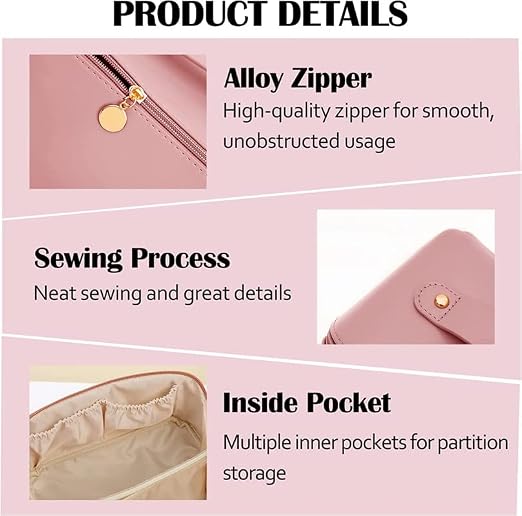 Large PU Leather Makeup Organiser Bag – Pink