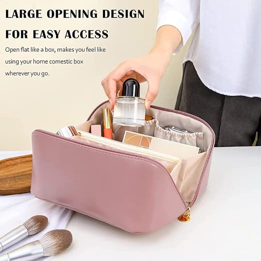 Large PU Leather Makeup Organiser Bag – Pink