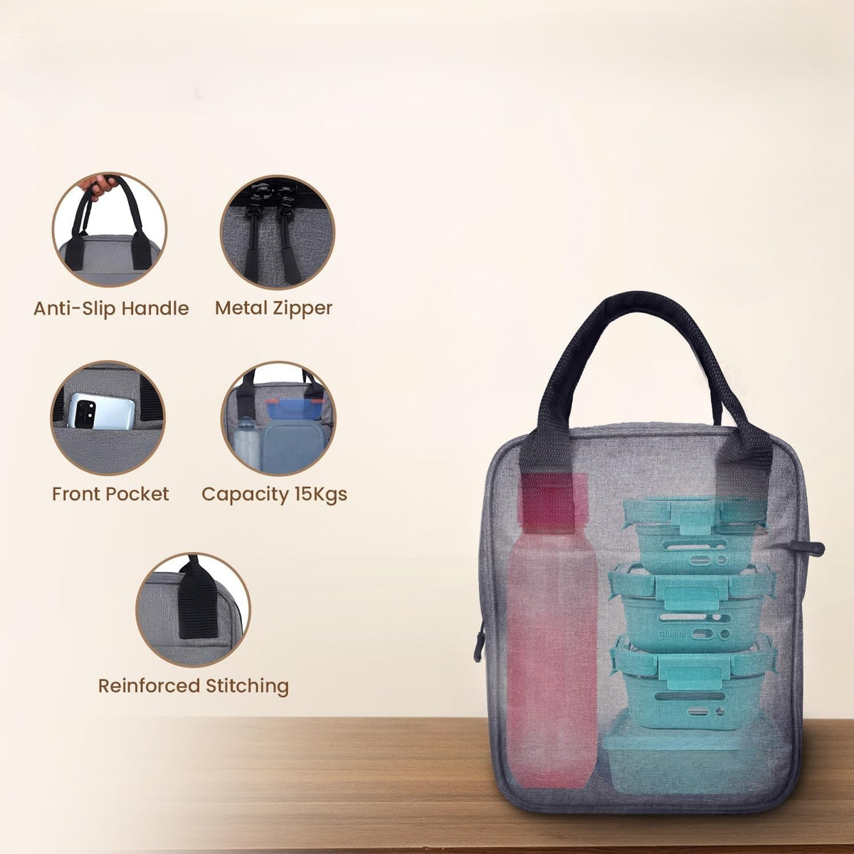 Insulated Lunch Bag – Grey